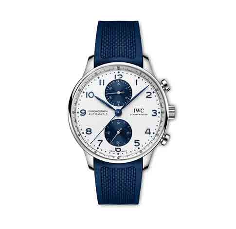 IWC presents two iconic Portugieser models with contrasting white and blue dials